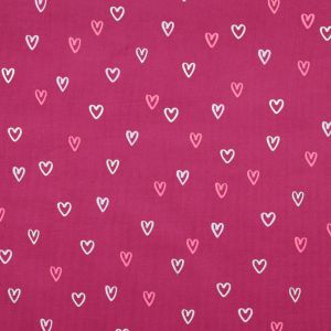 Babycord Foil Hearts-Fuchsia